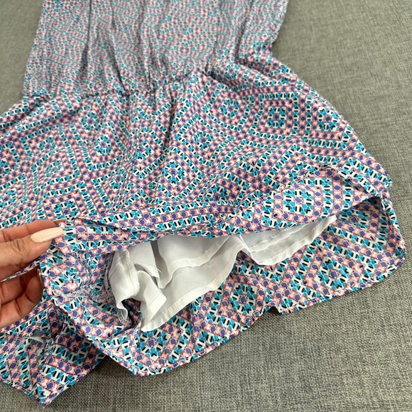 GAP Romper Large Elastic Waist Blue‎ Pink Red White Round Neck Sleeveless - Picture 7 of 16